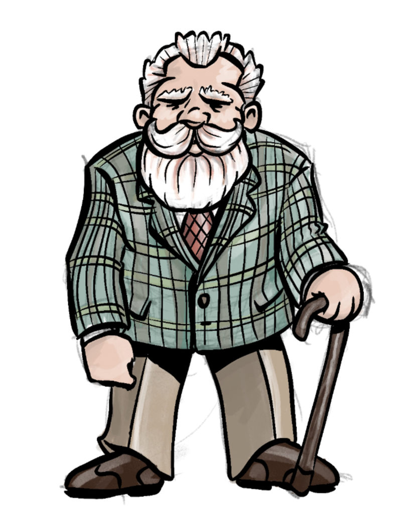 Illustration of church people scene.