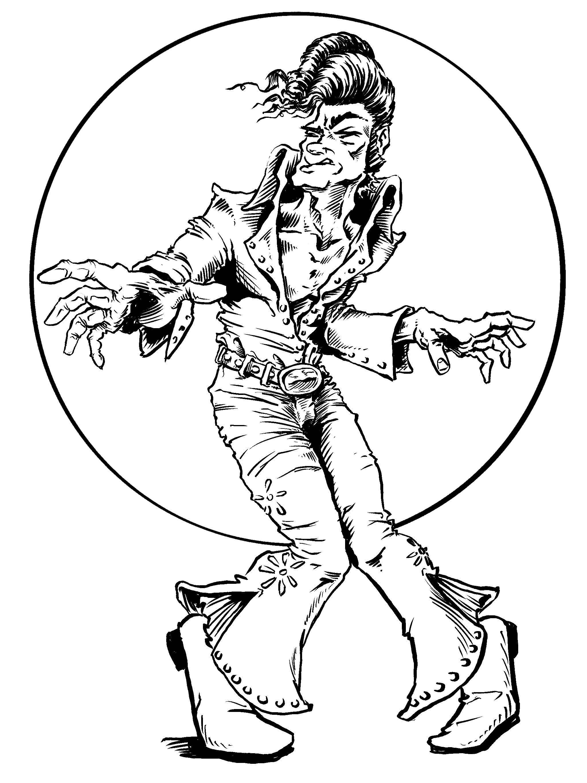 Expressive Elvis portrait illustration.