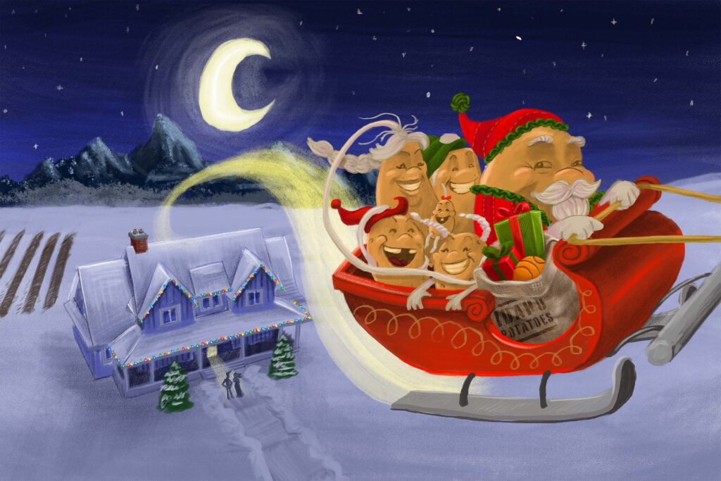 Family Christmas themed illustration.