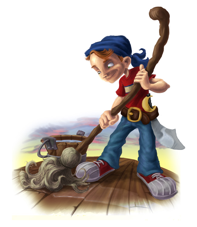 Portrait illustration of Emmit swab scene.