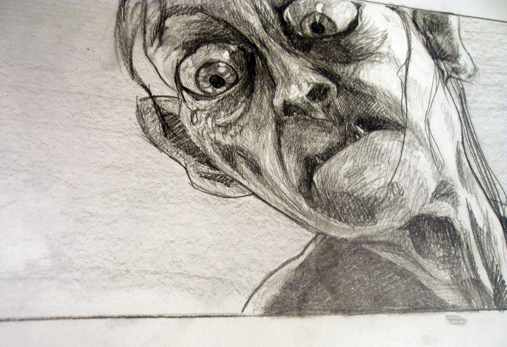 Gollum close-up sketch illustration.